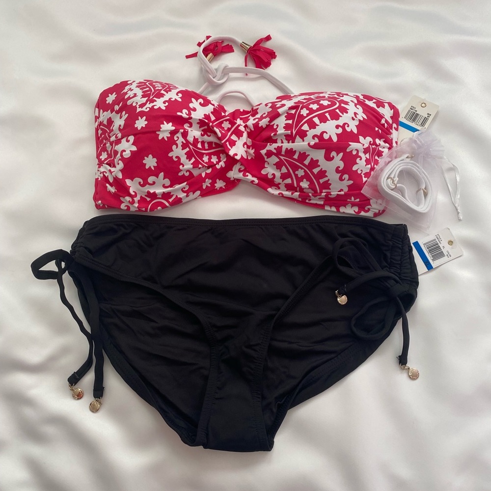Anne Cole Pink/white Halter Top 2 Piece Bikini Swimsuit, Multi-Color